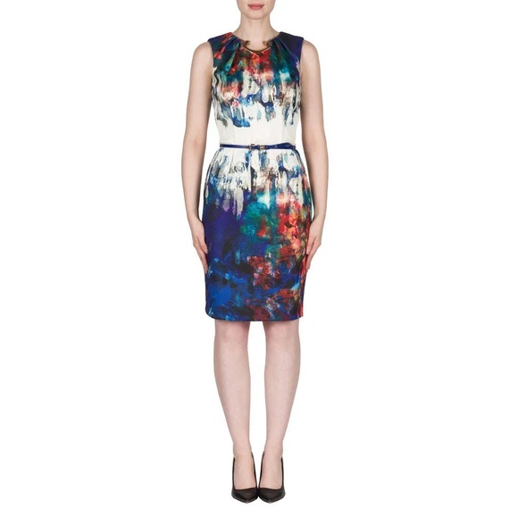 Joseph Ribkoff Abstract Print Sheath Dress Elegant Size 12 - Picture 1 of 8